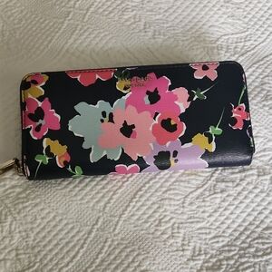 Kate Spade Navy Blue Wallet with Vibrant Floral Design